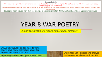 War Poetry Year 8 Exposure | Teaching Resources