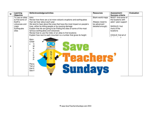 Find Major Volcanoes and Earthquake Sites KS2 Lesson Plan, Map and