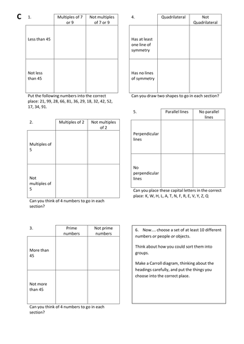 carroll diagrams teaching resources