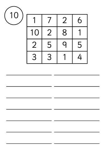 number grids pack a teaching resources