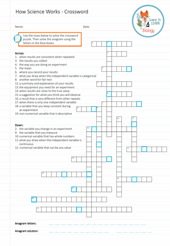 How Science Works Crossword (KS3/4) Teaching Resources