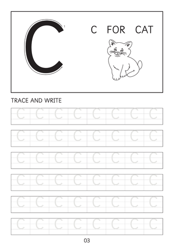 Set of simple capital letters A to Z line worksheets sheets with ...