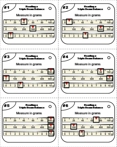 Reading a Triple Beam Balance Task Cards (Measuring Mass: Metric System ...