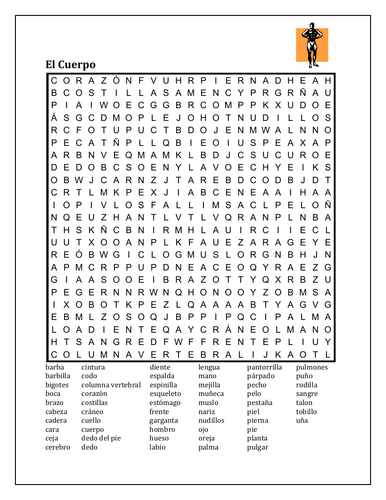 Cuerpo (Body in Spanish) Wordsearch 2 | Teaching Resources