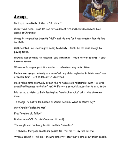 Key Quotations about Scrooge from 'A Christmas Carol'.  Teaching Resources