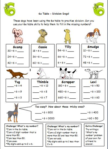 Teacher's Pet » 6x Times Tables Mini Activity Pack