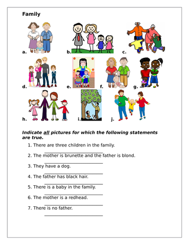 Family In English Worksheet Teaching Resources