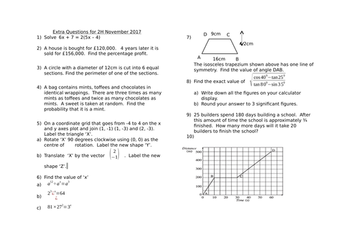 Extra Questions for GCSE Maths Edexcel 2H November 2017 (Answers now ...