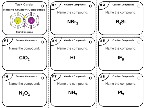 Naming Covalent Compounds Task Cards | Teaching Resources