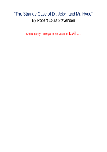 good and evil in jekyll and hyde essay