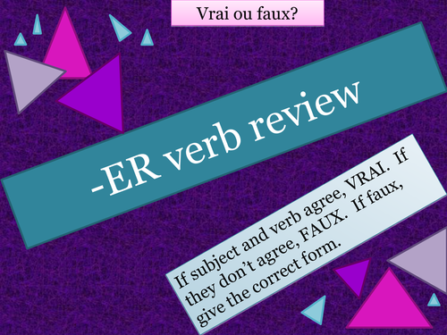 ER Verbs in French Verbes ER Present Tense Review Game | Teaching Resources