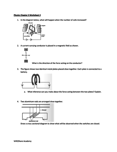 Electromagnetism and D.C. Motors Worksheets and Answers | Teaching