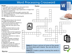 word processing crossword ict computing starter activity