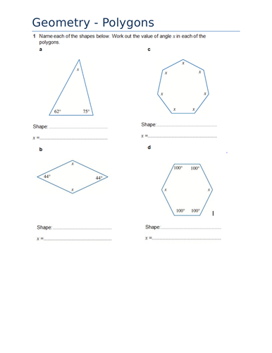 Geometry - Polygons worksheet with key answers | Teaching Resources