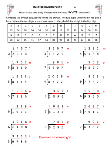 Short division template picture
