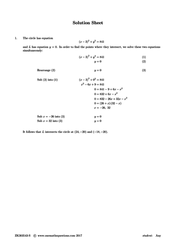 Circle Equations Worksheets | Teaching Resources