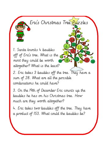 Christmas Tree Number Problem Solving And Reasoning Task | Teaching ...