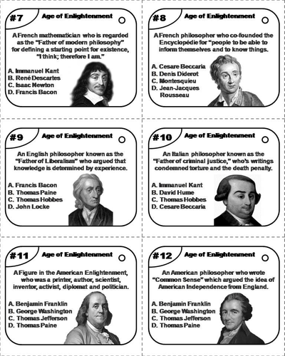 Age of Enlightenment Task Cards | Teaching Resources