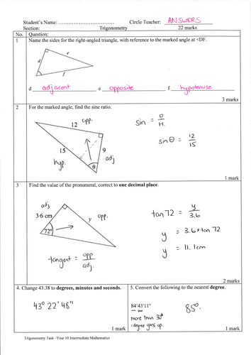 trigonometry year 10 intermediate nsw teaching resources