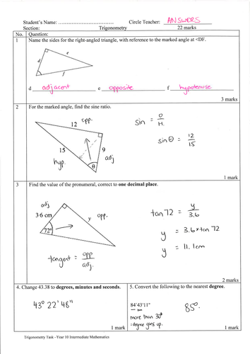 trigonometry questions year 10