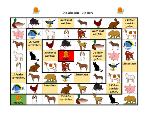 Tiere (Animals in German) Schnecke Snail Game | Teaching Resources