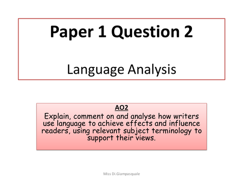 AQA Language Grade 9-1 - Paper 1 - Question 2