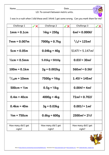 Measures Conversion - KS2 Y5 Y6 Convert between different units of ...