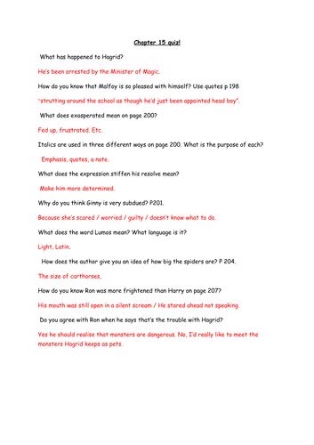 Harry Potter and the chamber of secrets - Whole Class Guided Reading ...