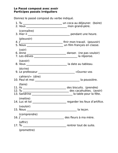 pass-compos-french-irregular-verbs-worksheet-14-teaching-resources