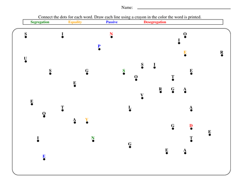 Civil Rights Movement vocabulary dot to dot activities