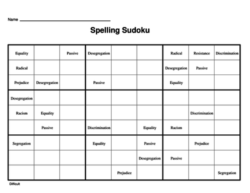 4 Fantastic Civil Rights Movement Sudoku with answer keys