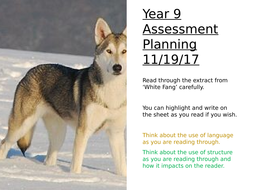 KS3 GCSE Assessment Planning Lesson - White Fang | Teaching Resources