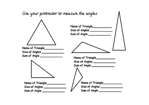 Measuring And Calculating Unknown Angles In A Triangle Teaching Resources 9155