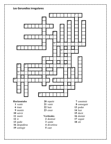 gerundios-irregulares-irregular-gerunds-in-spanish-crossword