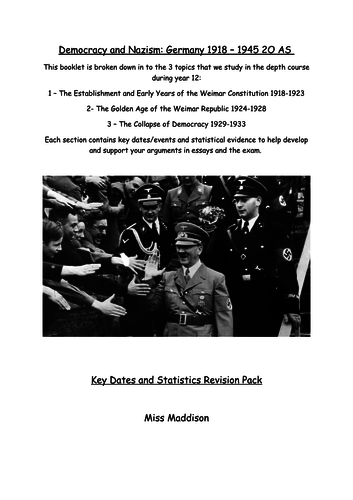Democracy and Nazism - AQA 2O (AS) Revision Pack | Teaching Resources