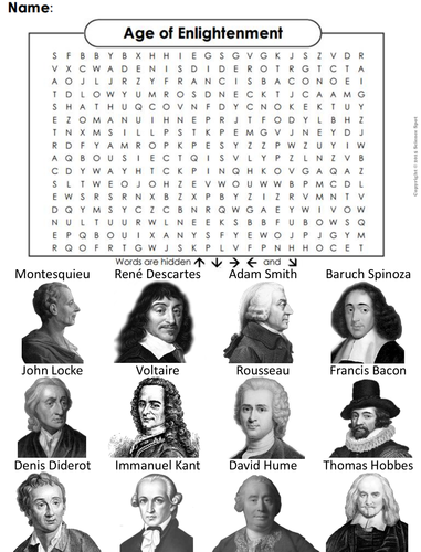 Age of Enlightenment Worksheet/ Word Search | Teaching Resources