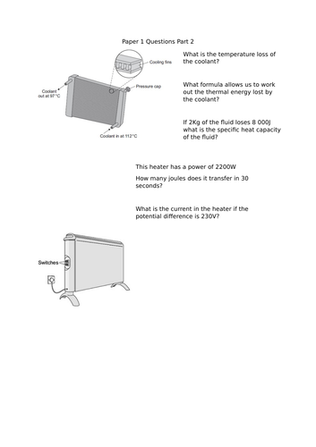 AQA Physics Paper 1 revision worksheet