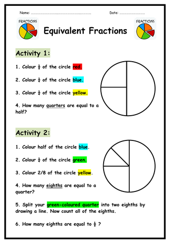 Equivalent Fractions - Worksheets