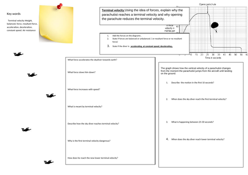 GCSE 9-1 Terminal velocity worksheet | Teaching Resources