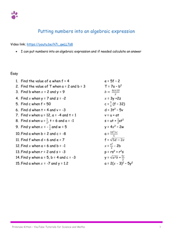 Introductory Algebra Worksheets. Differentiated, withs answers and