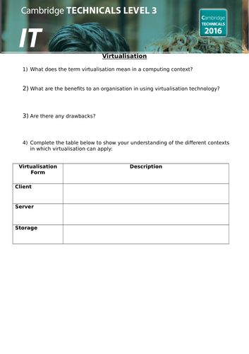 OCR Cambridge Technicals in IT - Unit 1 - 3.2 - Virtualisation