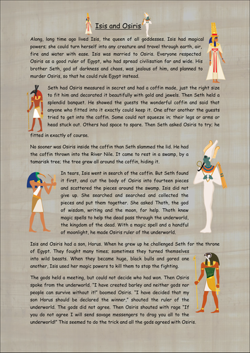 Comprehension of an Ancient Egyptian Myth of Osiris, Isis and Seth