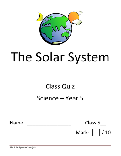 the earth and beyond year 5 science quiz teaching resources