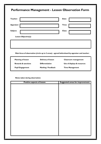 Lesson Observation Forms