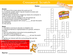 Scratch Programming Crossword ICT Computing Starter Activity Keywords ...
