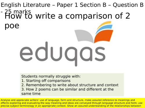 How to write a comparison of Ozymandias and Hawk Roosting for Eduqas / WJEC 9-1