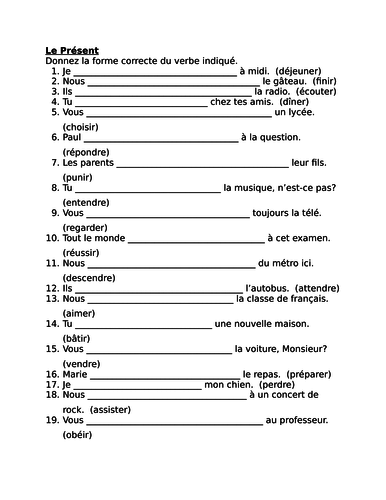 French Grammar Verb Tenses