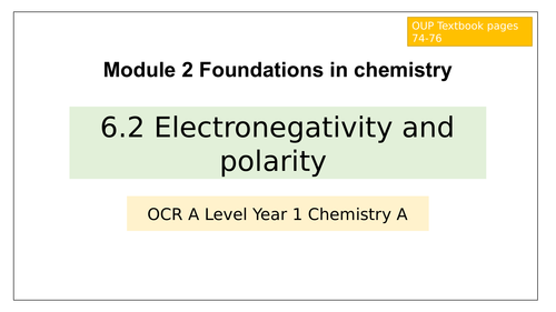NEW OCR GCE CHEMISTRY A Level 6.2 Electronegativity and polarity ...