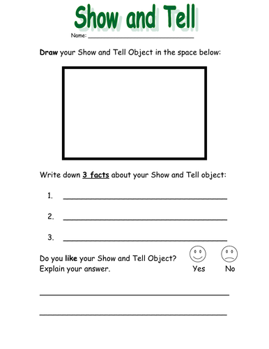 Show And Tell Written Activity Teaching Resources