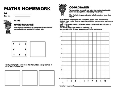 Number Puzzles and Coordinates - Homework Activity
